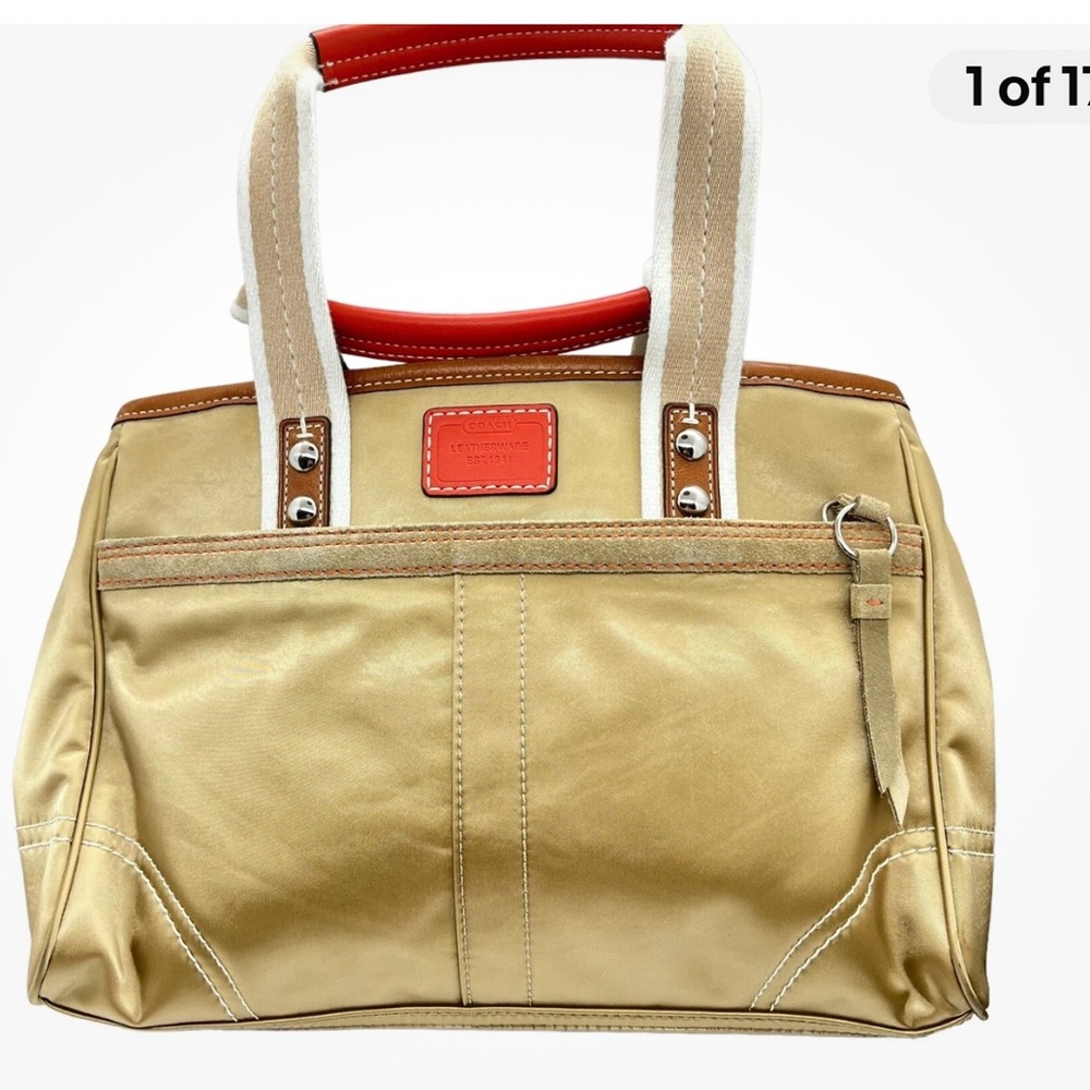 Coach 10663 Gold Tote with Red Accents
